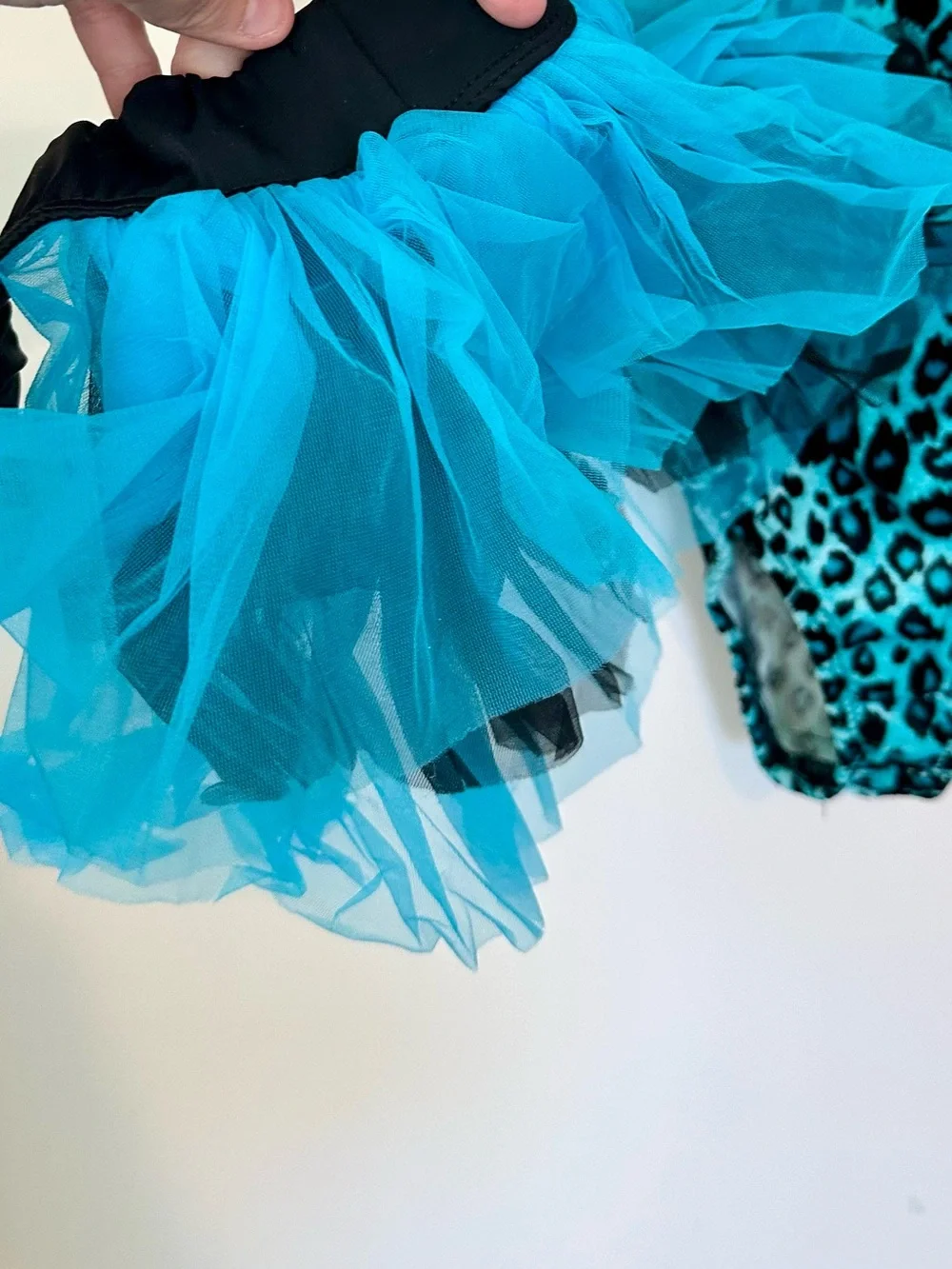 NEW Girls Dance Costume Turquoise Leopard Print Leotard with Tulle Skirt - SC